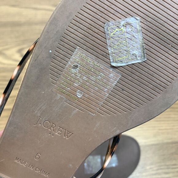 J Crew Capri Leather Thong Sandals Flip Flops 6 Leopard Summer Cute - Picture 7 of 8